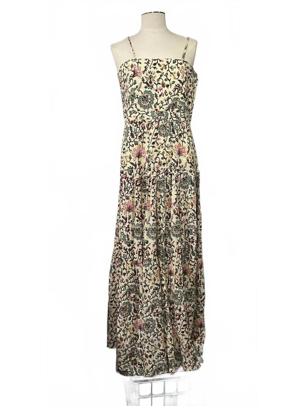 RAGA cream floral spaghetti strap maxi dress sz small dd12